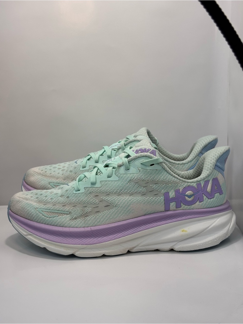 Hoka Clifton 9 Women's Size 10B Running Shoes Mint Green/Purple/White Sneakers - Picture 9 of 16